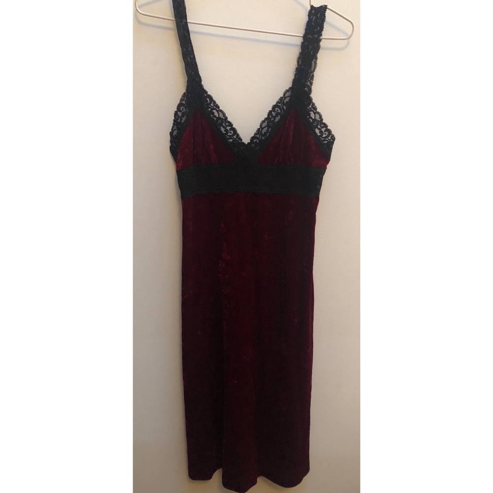 VINTAGE Betsey Johnson Velvet + Lace A-line Dress